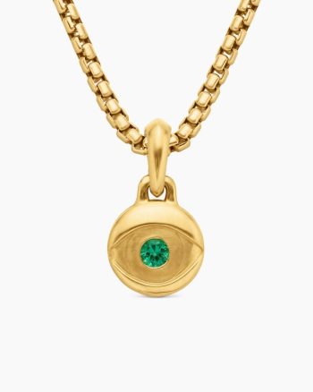 Evil Eye Amulet|18K Yellow Gold with Emerald, 14.5mm