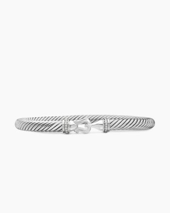 Buckle Classic Cable Bracelet|Sterling Silver with Diamonds, 5mm