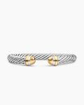 Classic Cable Bracelet|Sterling Silver with 14K Yellow Gold Domes, 7mm
