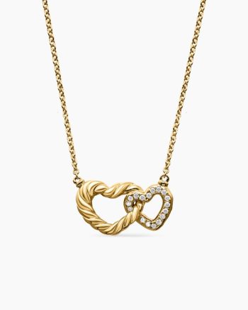 Cable Collectibles® Interlocking Heart Necklace|18K Yellow Gold with Diamonds, 20.6mm