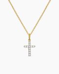 Cable Collectibles® Cross Necklace|18K Yellow Gold with Diamonds, 17mm