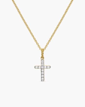 Cable Collectibles® Cross Necklace|18K Yellow Gold with Diamonds, 17mm