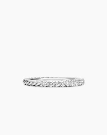 Cable Collectibles® Stack Ring|18K White Gold with Diamonds, 2mm