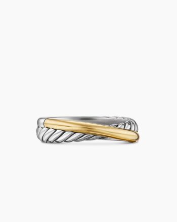 Crossover Band Ring|Sterling Silver with 18K Yellow Gold, 5.3mm