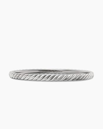 Sculpted Cable Bangle Bracelet|18K White Gold, 4.6mm
