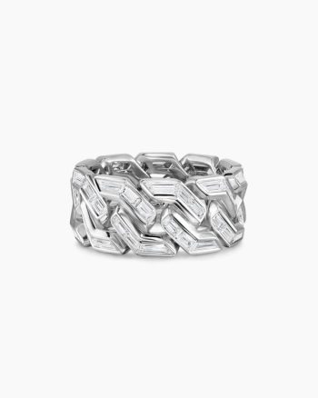 Men's Angular Curb Chain Ring|Platinum with Diamonds
