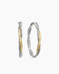 Infinity Hoop Earrings|Sterling Silver with 14K Yellow Gold, 42mm
