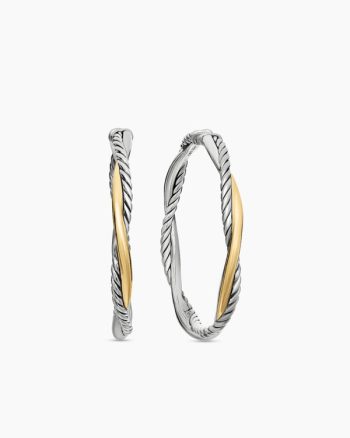 Infinity Hoop Earrings|Sterling Silver with 14K Yellow Gold, 42mm