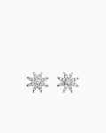 Petite Starburst Stud Earrings|18K White Gold with Diamonds, 7.5mm