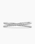Sculpted Cable Flex Two Row Bracelet|18K White Gold with Diamonds, 16mm