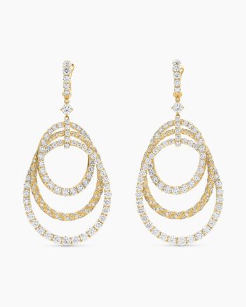 Floating Diamonds Drop Earrings|Yellow Gold