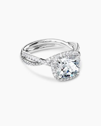 DY Infinity Full Pavé Halo Engagement Ring|Platinum, Cushion Cut