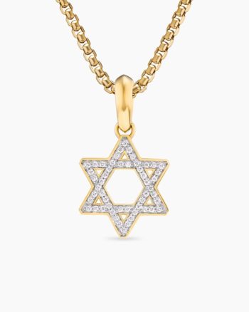 Star of David Pendant|18K Yellow Gold with Diamonds, 19mm