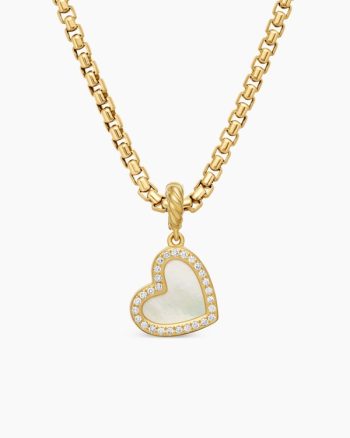 DY Elements® Heart Pendant|18K Yellow Gold with Mother of Pearl and Diamonds, 11mm