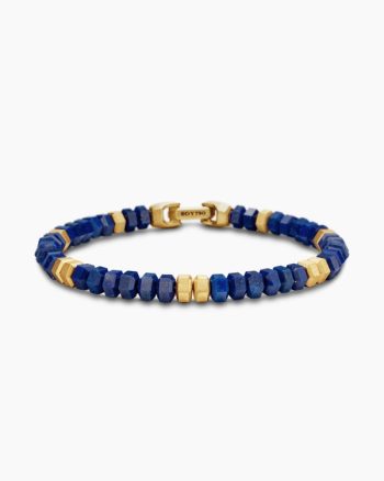 Hex Bead Bracelet|Lapis and 18K Yellow Gold, 6mm