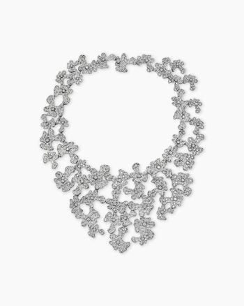 Petals Bib Necklace|White Gold with Rhodiated Black and Diamonds