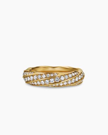 Cable Edge® Band Ring|18K Yellow Gold with Diamonds, 6mm