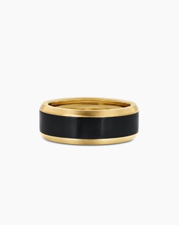 Beveled Band Ring|18K Yellow Gold with Black Titanium, 8.5mm
