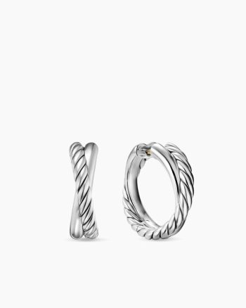Crossover Hoop Earrings|Sterling Silver, 22.3mm
