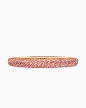 Sculpted Cable Bangle Bracelet|18K Rose Gold with Pink Sapphires, 6.2mm