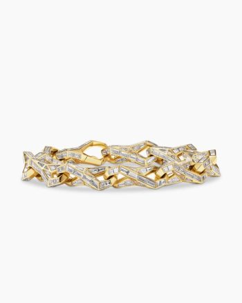 Men's Faceted Chain Link Bracelet|Yellow Gold with Diamonds