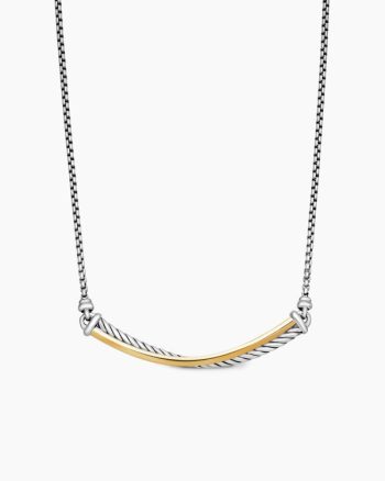 Crossover Bar Necklace|Sterling Silver with 18K Yellow Gold