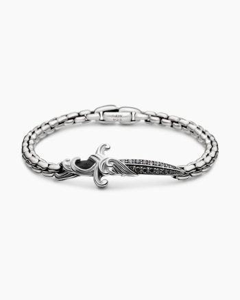 Waves Dagger Bracelet|Sterling Silver with Black Diamonds, 5mm