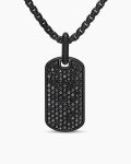 Chevron Tag|Black Titanium with Sterling Silver and Black Diamonds, 27mm
