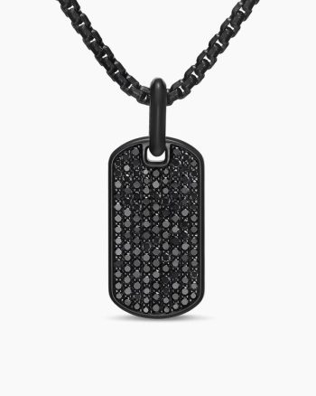 Chevron Tag|Black Titanium with Sterling Silver and Black Diamonds, 27mm