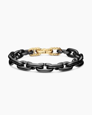 Chain Links Bracelet|Black Titanium with 18K Yellow Gold, 10mm