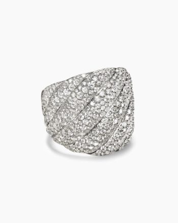 Sculpted Cable Ring|18K White Gold with Diamonds, 20mm