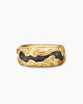 Waves Forged Carbon Band Ring|18K Yellow Gold, 13mm