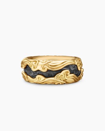 Waves Forged Carbon Band Ring|18K Yellow Gold, 13mm