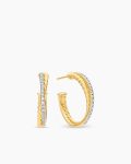 Crossover Hoop Earrings|18K Yellow Gold with Diamonds, 26.5mm