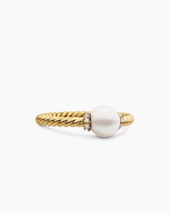Petite Solari Station Ring|18K Yellow Gold with Pearl and Diamonds, 2.3mm