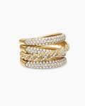 Sculpted Cable Four Row Ring|18K Yellow Gold with Diamonds, 15mm
