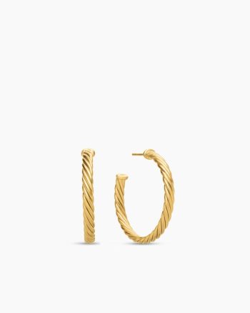 Cablespira® Hoop Earrings|18K Yellow Gold, 1in