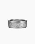 Beveled Band Ring|Grey Titanium with Meteorite, 8.5mm