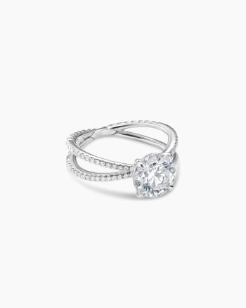 DY Crossover® Pavé Engagement Ring|Platinum, Round Brilliant Cut