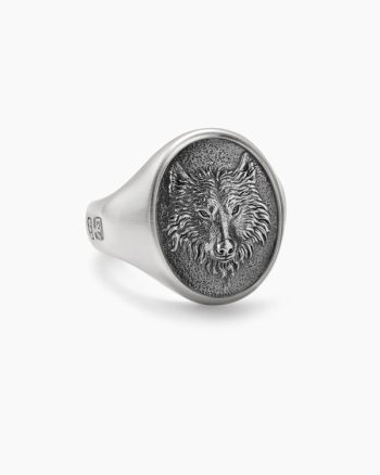 Petrvs® Wolf Signet Ring|Sterling Silver, 21.5mm