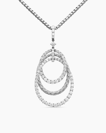 Floating Diamonds Drop Pendant|White Gold