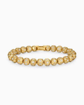 Spiritual Beads Faceted Bracelet|18K Yellow Gold with Pavé Diamonds, 8mm