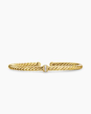 Cablespira® Flex Station Bracelet|18K Yellow Gold with Diamonds, 4mm