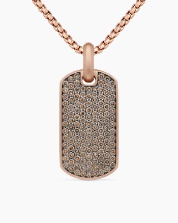 Chevron Tag|18K Rose Gold with Cognac Diamonds, 35mm