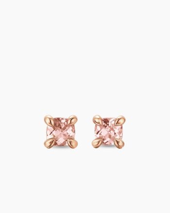 Micro Chatelaine® Stud Earrings|18K Rose Gold with Morganite, 4.8mm