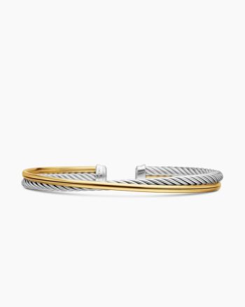 Crossover Bracelet|Sterling Silver with 18K Yellow Gold, 3mm