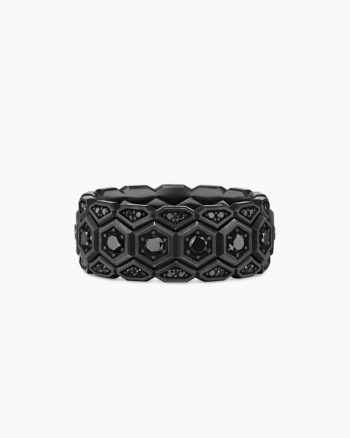 Hex Stack Ring|Black Titanium with Black Diamonds, 9.3mm