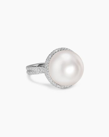 DY Lumina Pearl Pavé Continuance Ring|White Gold with Diamonds