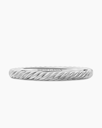 Sculpted Cable Bangle Bracelet|18K White Gold, 6.2mm