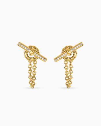 DY Mercer® Petite Toggle Chain Stud Earrings|18K Yellow Gold with Diamonds, 38.2mm